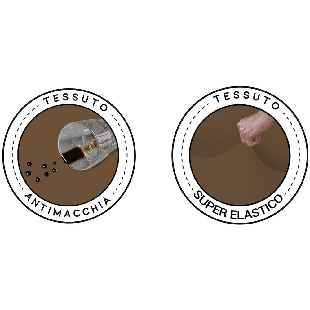 Copridivano Elasticizzato Antimacchia Con Braccioli Sagomati Made In Italy - 1 Posto Estensibile Da 85 A 100 Cm Marrone - Foto 5