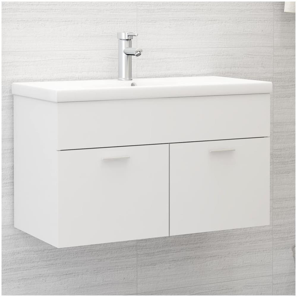 Mobile Sottolavabo Bianco 80x38,5x46 cm in Legno Multistrato - Foto 1