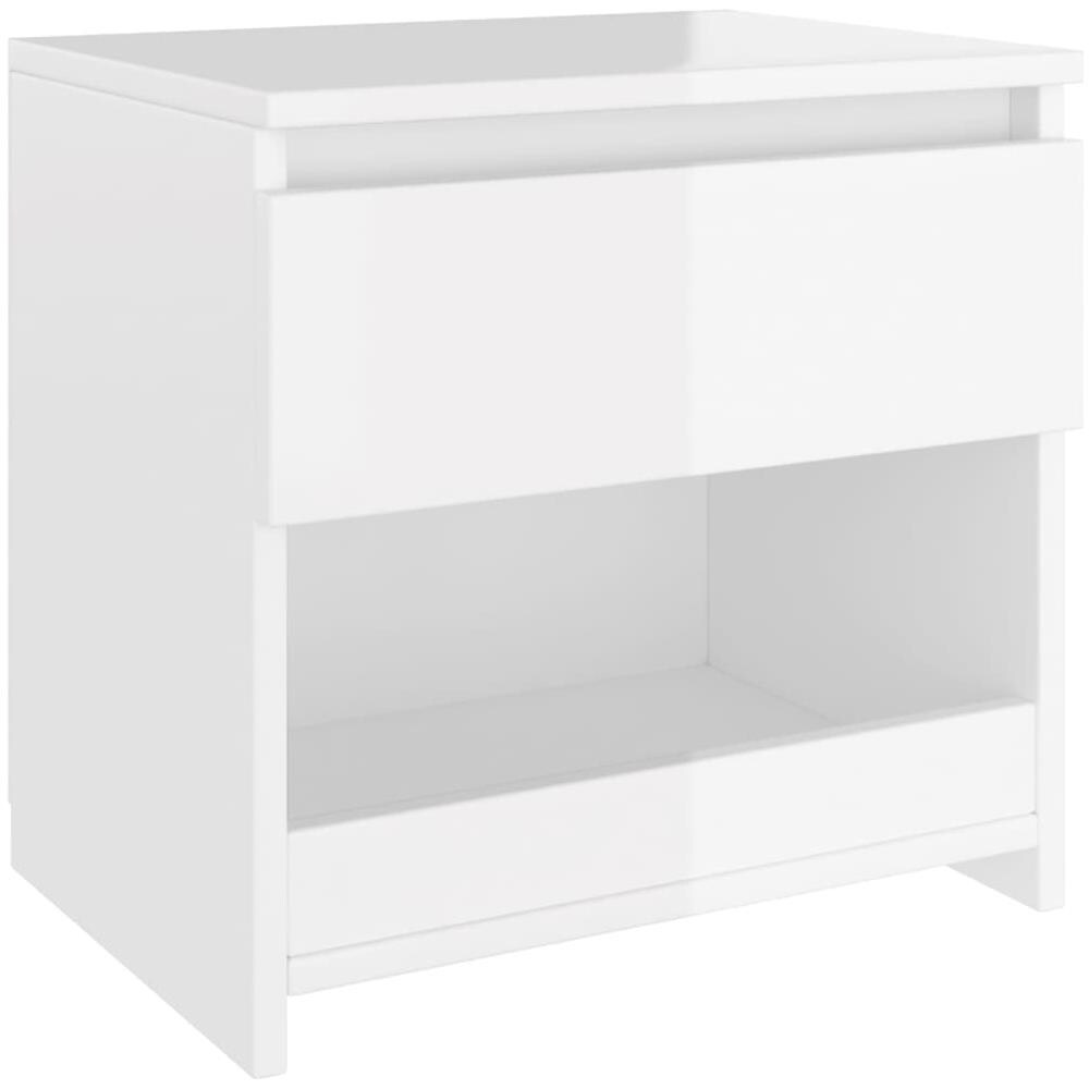 Comodino Bianco Lucido 40x30x39 cm in Legno Multistrato - Foto 2