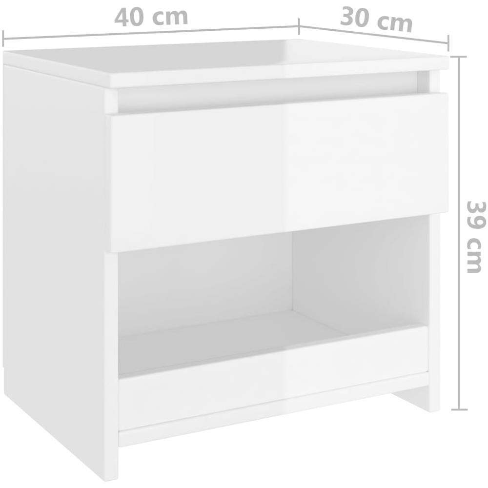 Comodino Bianco Lucido 40x30x39 cm in Legno Multistrato - Foto 7