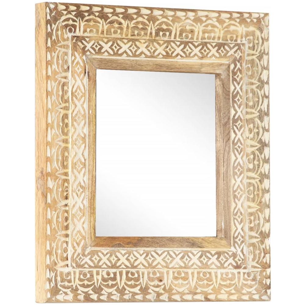 Specchio Intagliato a Mano 50x50x2,6 cm in Massello di Mango - Foto 1