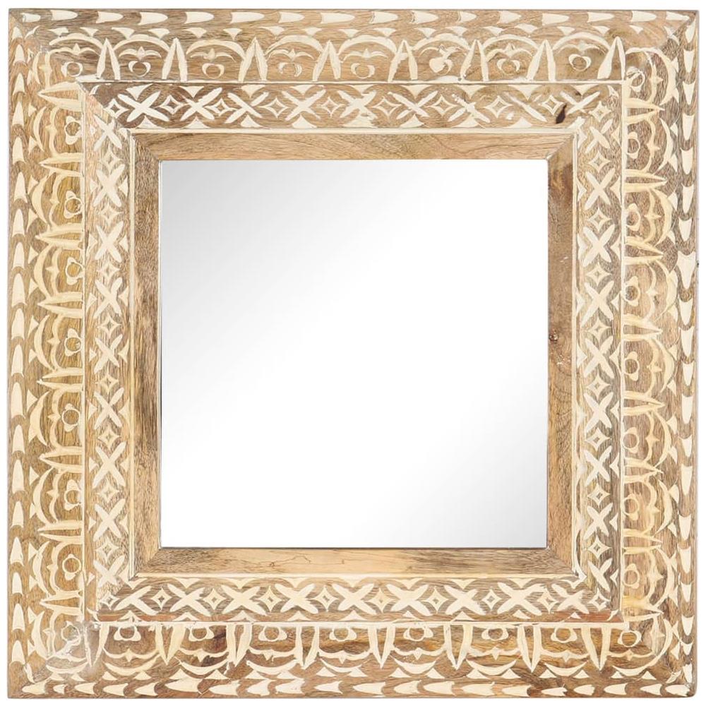 Specchio Intagliato a Mano 50x50x2,6 cm in Massello di Mango - Foto 2