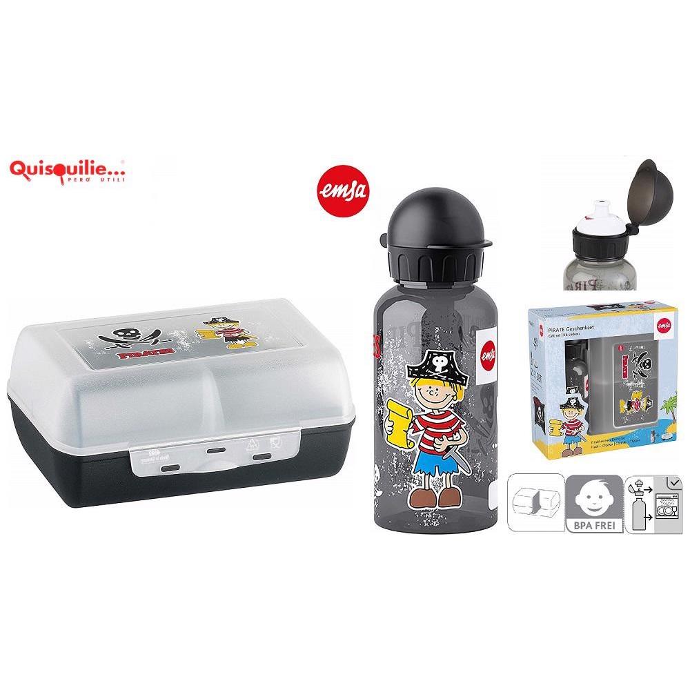 Bottiglia E Clipbox In Tritan Confezione Regalo Set 2 Pezzi Igienica E Sicura, Qualità Garantita - Pirati - Foto 1