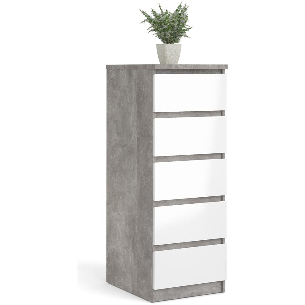 Cassettiera 5 Cassetti Bianca Cemento Cm 111 H - Foto 1
