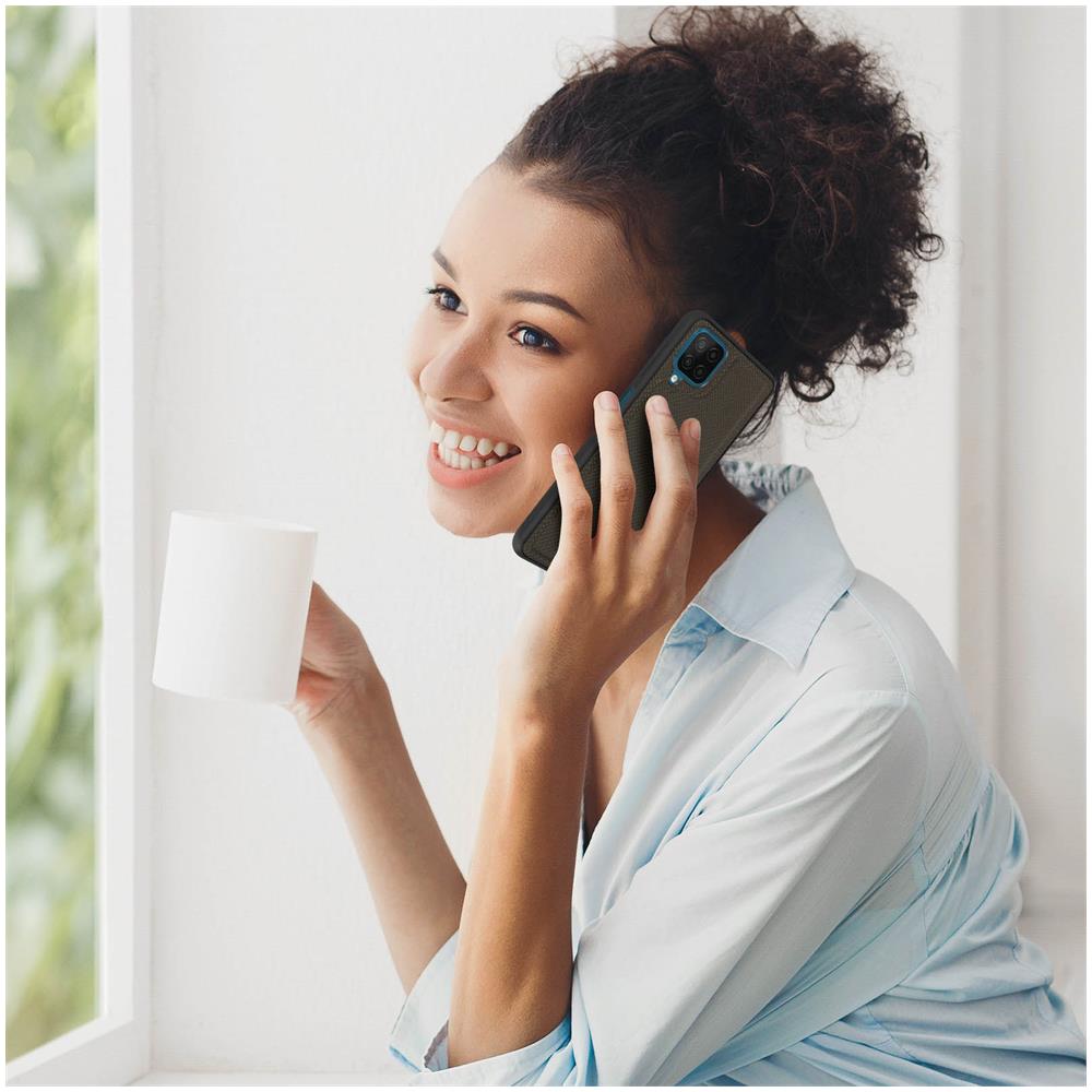 Cover Rigida Per Samsung Galaxy A12 Retro Tessuto Verde Scuro - Foto 2