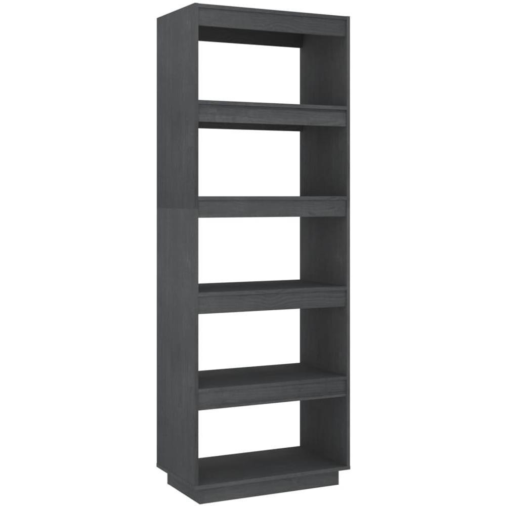 Libreria / divisorio Grigio 60x35x167cm In Legno Massello Di Pino - Foto 2