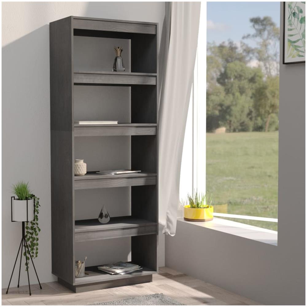 Libreria / divisorio Grigio 60x35x167cm In Legno Massello Di Pino - Foto 3