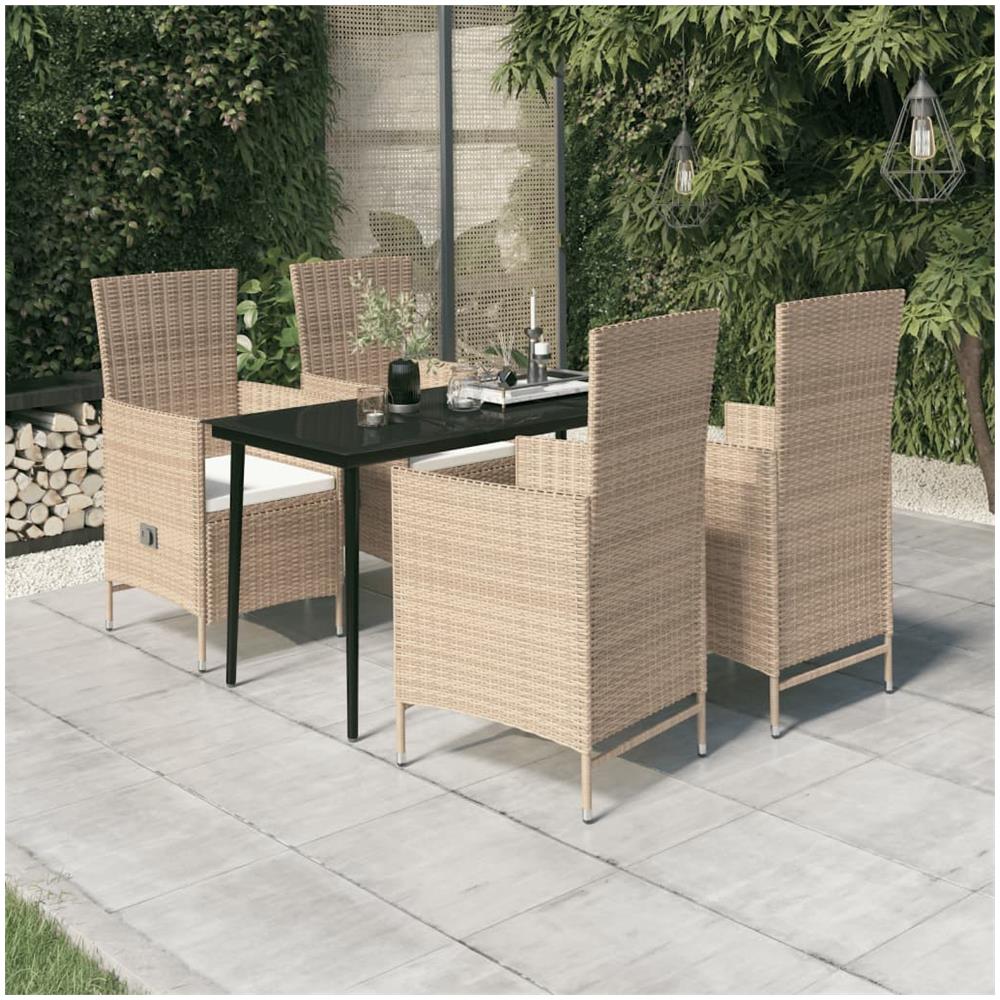 Set Da Pranzo Per Giardino 5 Pz Con Cuscini Beige - Foto 1