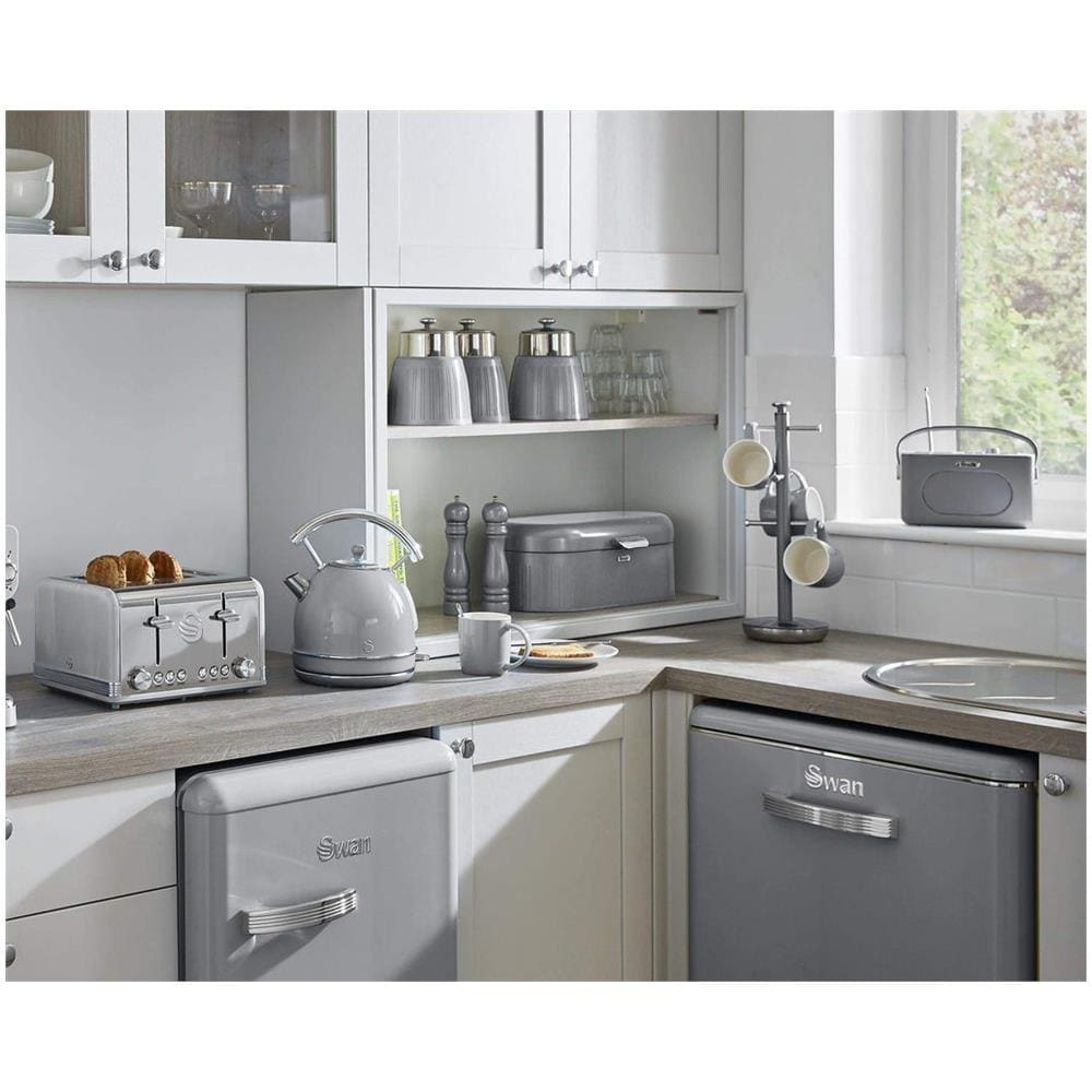 Swka1024grn Retro Set Di 3 Barattoli Cucina Da 1,2 L, Ermetico Té, Spezie, Design Vintage Grigio - Foto 2