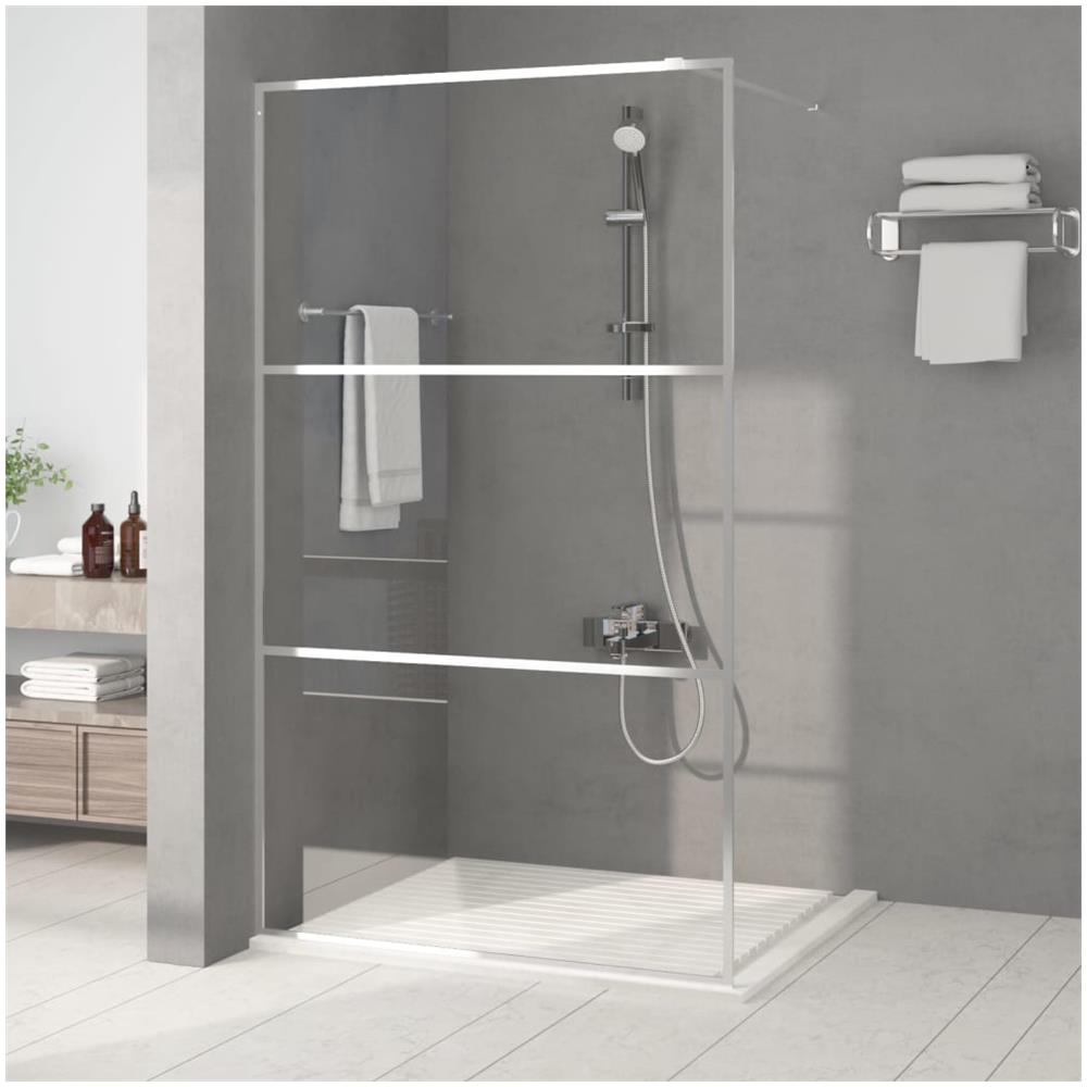 Parete Doccia Walk In Argento 115x195 Cm Vetro Trasparente Esg - Foto 1