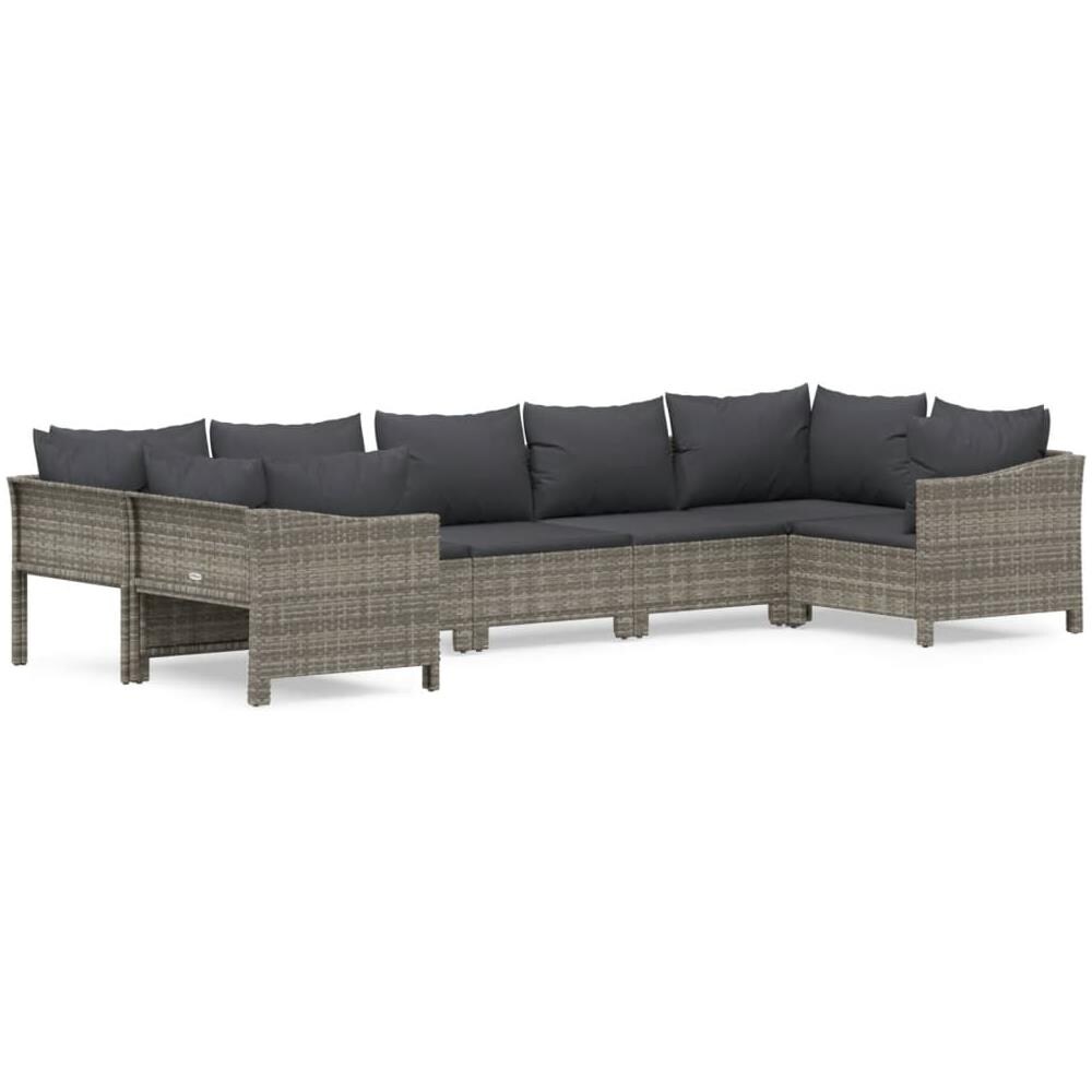 Set Divani Da Giardino 7 Pz Con Cuscini In Polyrattan Grigio - Foto 2