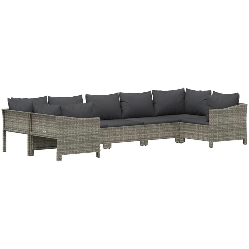 Set Divani Da Giardino 7 Pz Con Cuscini In Polyrattan Grigio - Foto 3
