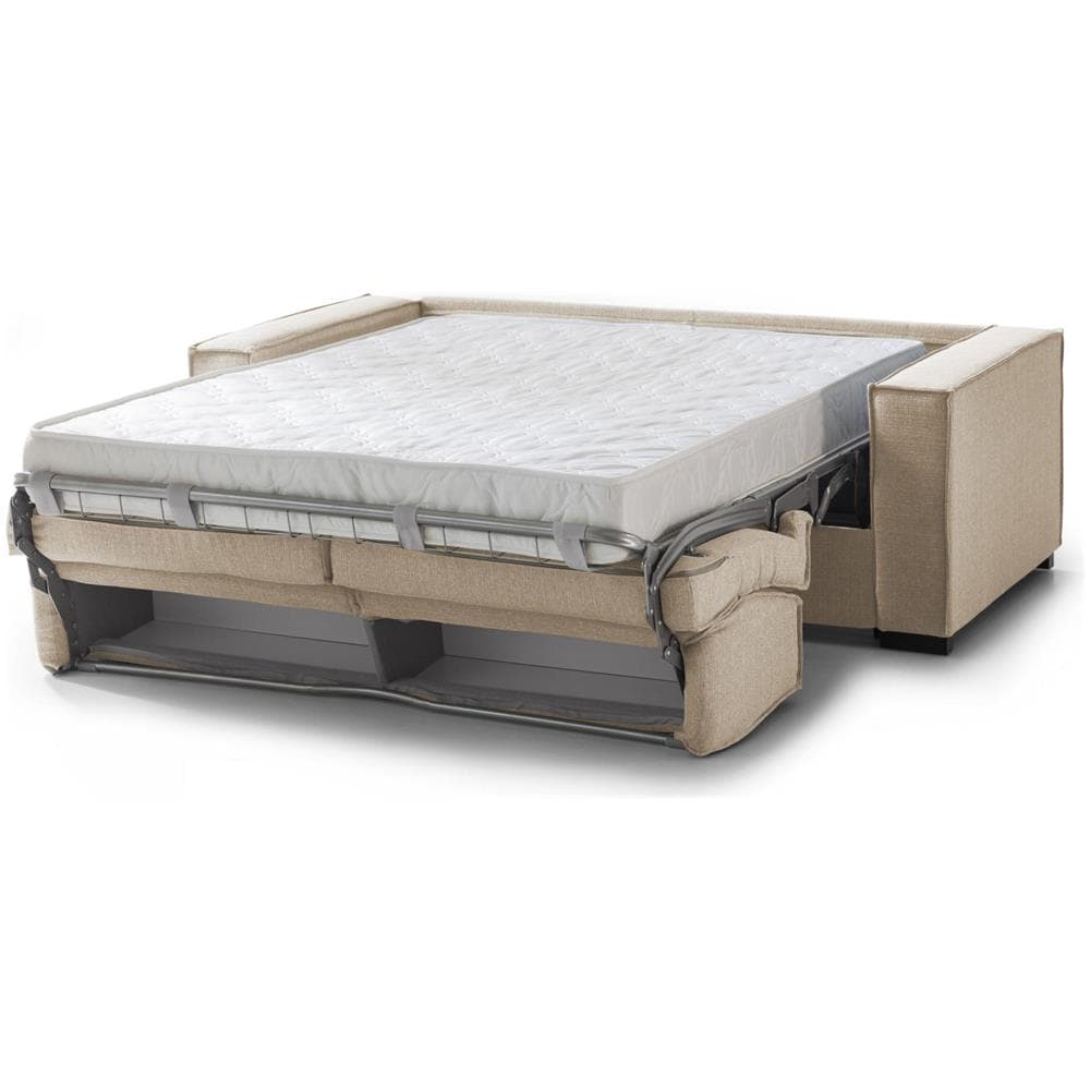 Divano Letto Achiropita, Divano A 2 Posti Large, 100% Made In Italy, Sofà Soggiorno Con Apertura Girevole, In Tessuto Imbottito, Con Braccioli Slim, Cm 180x95h90, Beige - Foto 4