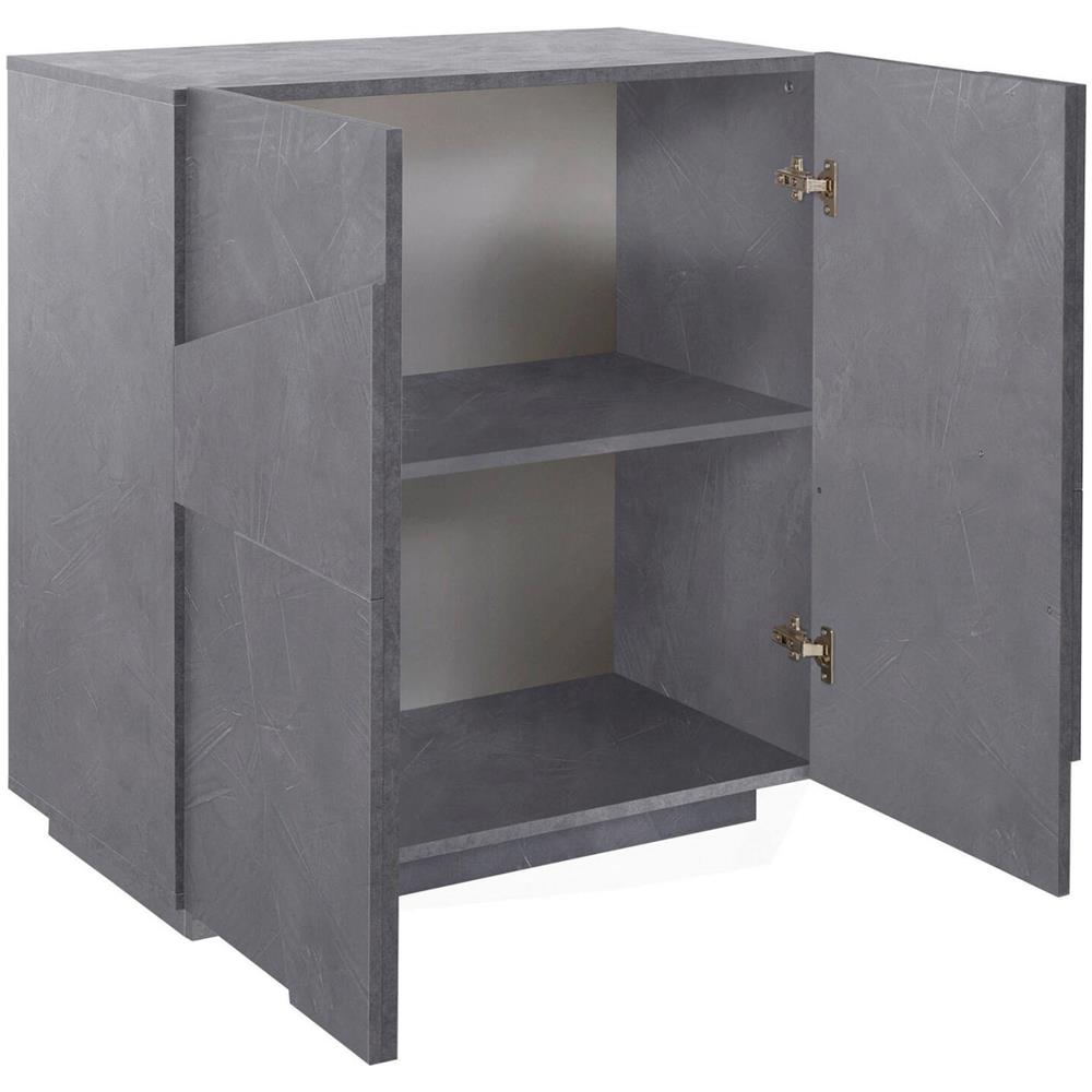 Credenza Raoul, Madia Da Cucina A 2 Ante, Buffet Da Soggiorno, 100% Made In Italy, Cm 81x44h86, Ardesia - Foto 4