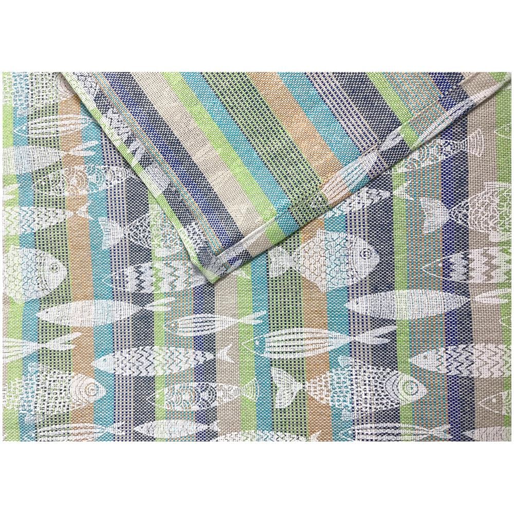 Telo Arredo Granfoulard Copritutto 100% Cotone Copriletto Multiuso Pescetti Ob 2 Piazze Verde - Foto 5