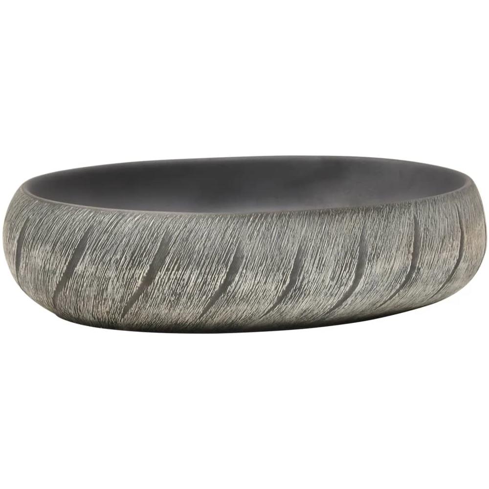 Lavabo Da Appoggio Nero E Grigio Ovale 59x40x15 Cm Ceramica - Foto 2