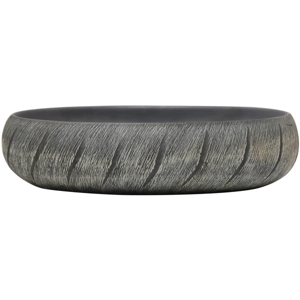 Lavabo Da Appoggio Nero E Grigio Ovale 59x40x15 Cm Ceramica - Foto 3