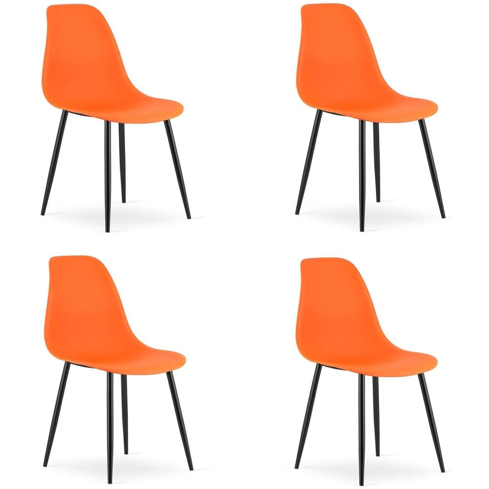 Sedia WAT arancione / gambe nere x 4 - Foto 1