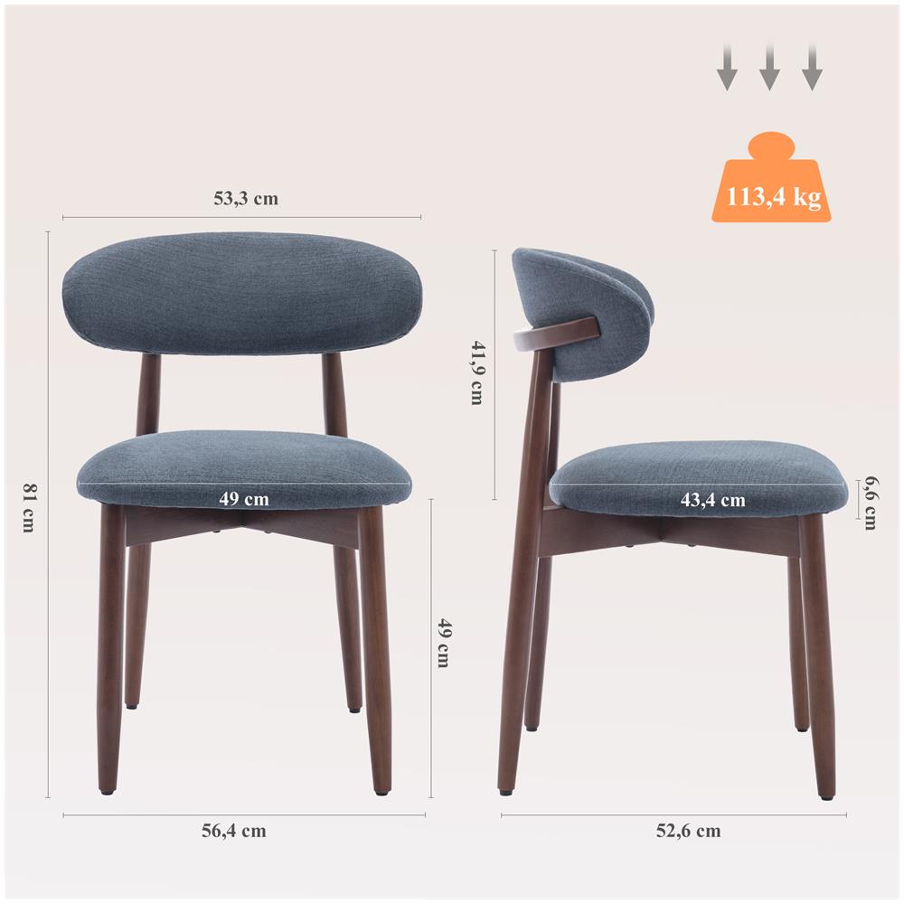 Set Da 4 Sedie In Legno Massello, Robuste Ed Eleganti, In Stile Minimalista Nordico, Ideali Per Sala Da Pranzo E Cucina - Blu - Foto 2