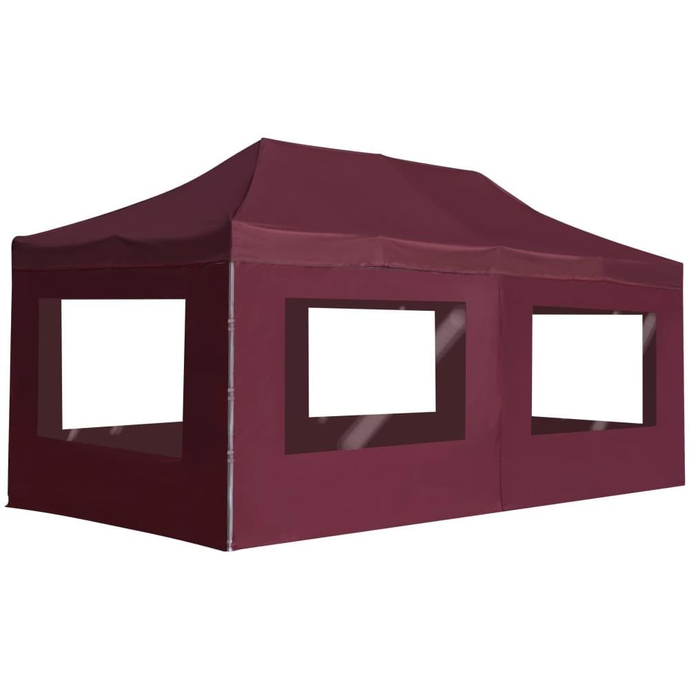 Gazebo Professionale Pieghevole Alluminio con Pareti 6x3m Vino - Foto 1