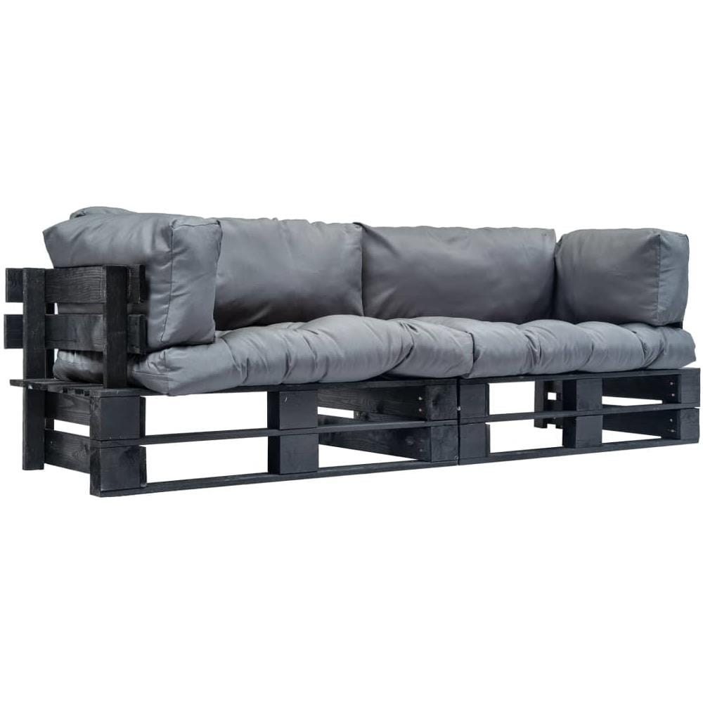 Divani Da Giardino Su Pallet 2 Pz Cuscini Grigi In Legno Pino - Foto 1