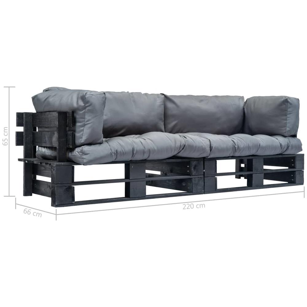 Divani Da Giardino Su Pallet 2 Pz Cuscini Grigi In Legno Pino - Foto 5