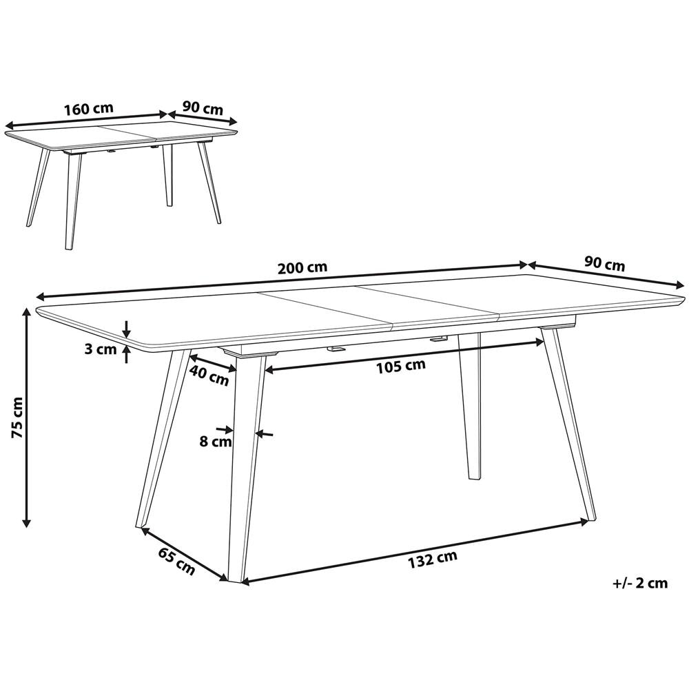 Tavolo Da Pranzo Allungabile Effetto Legno Nero 160/200 X 90 Cm Irvington - Foto 2