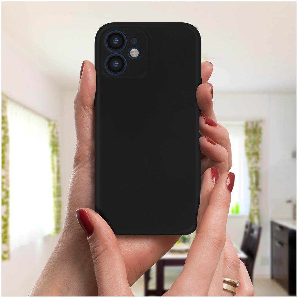 Cover Iphone 12 Mini Silicone Fronte Retro Ricopre Lo Schermo Nero - Foto 2
