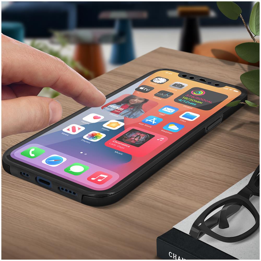 Cover Iphone 12 Mini Silicone Fronte Retro Ricopre Lo Schermo Nero - Foto 5