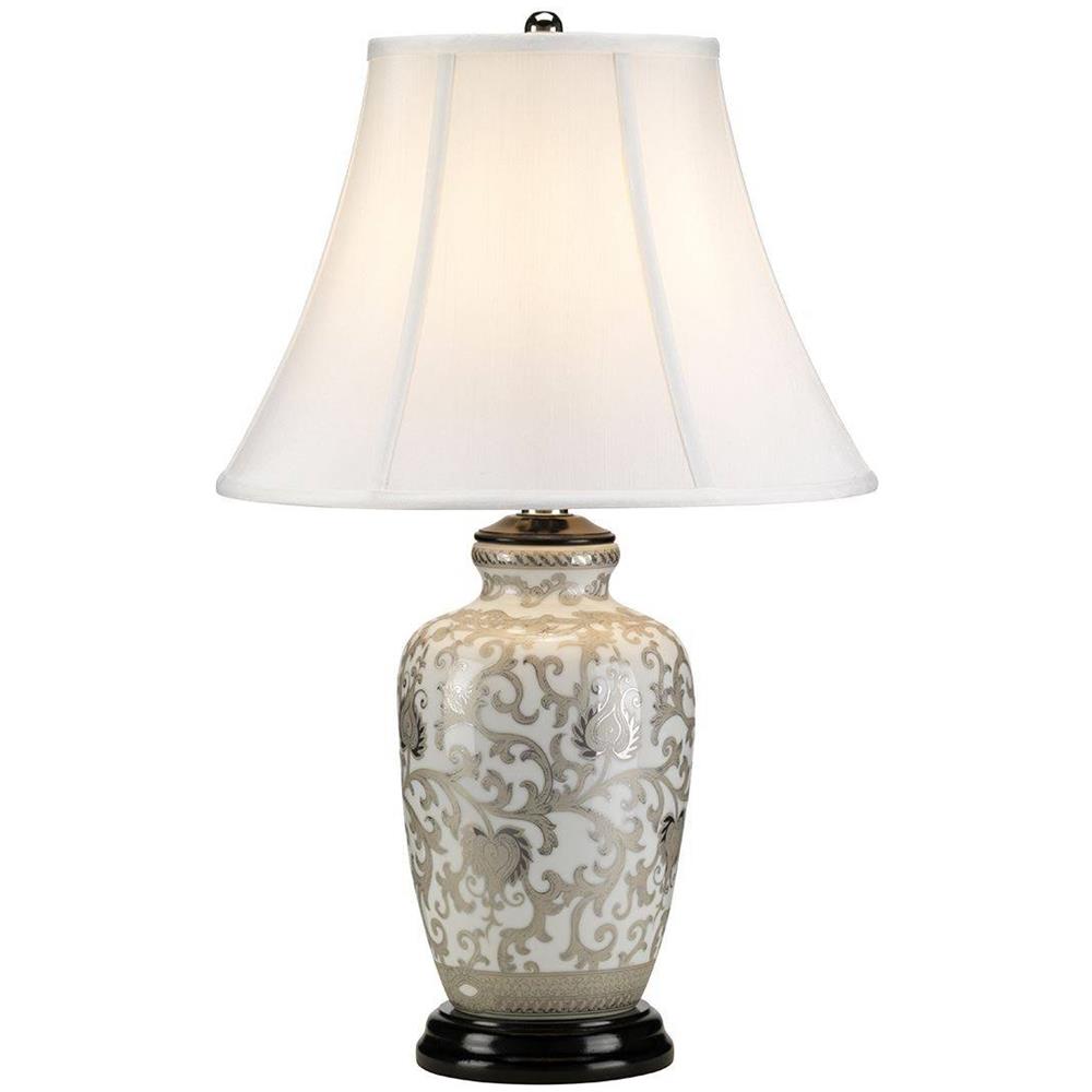 Lampada Da Tavolo A 1 Luce - Bianco, Finitura Argento, E27 - Foto 1