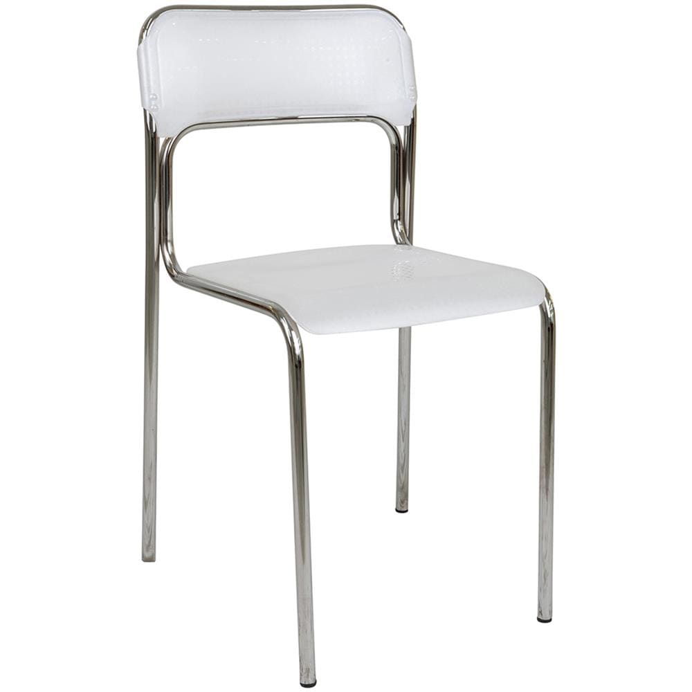 Sedia, Cromata Con Schienale E Seduta In Plastica Bianca, Cm 43x81x45 - Foto 1