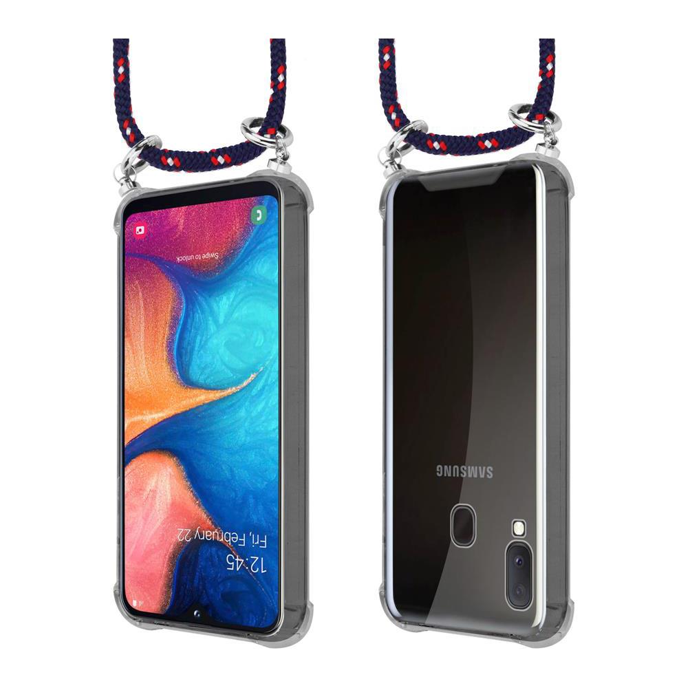 Catena Di Telefoni Cellulari Compatibile Con Samsung Galaxy A20e In Blu Rosso Bianco À Pois - Coperchio Protettivo In Silicone Con Anelli D'argento, Cinturino In Corda E Custodia Staccabile - Foto 8