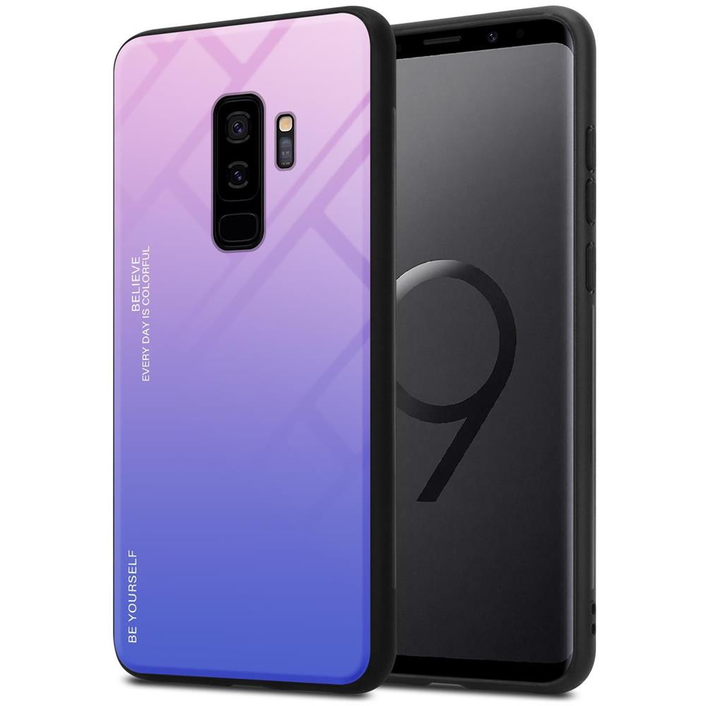 Custodia Compatibile Con Samsung Galaxy S9 Plus In Rosa - Blu - Coperchio Protettivo Bicolore In Vetro Temperato E Silicone Tpu - Foto 1