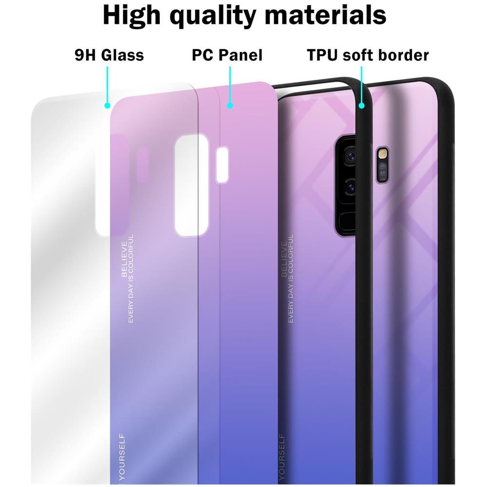 Custodia Compatibile Con Samsung Galaxy S9 Plus In Rosa - Blu - Coperchio Protettivo Bicolore In Vetro Temperato E Silicone Tpu - Foto 7