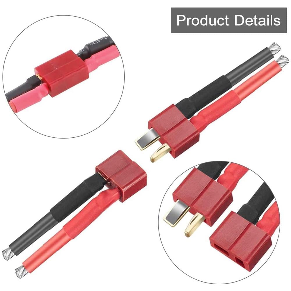 4 Pezzi Deans Style T Connettore Femmina E Maschio Connettore Con Filo In Silicone 12awg Per Batteria Rc Lipo Cavo Drone + 4 Pezzi Pvc Proteggi Copertura - Foto 2