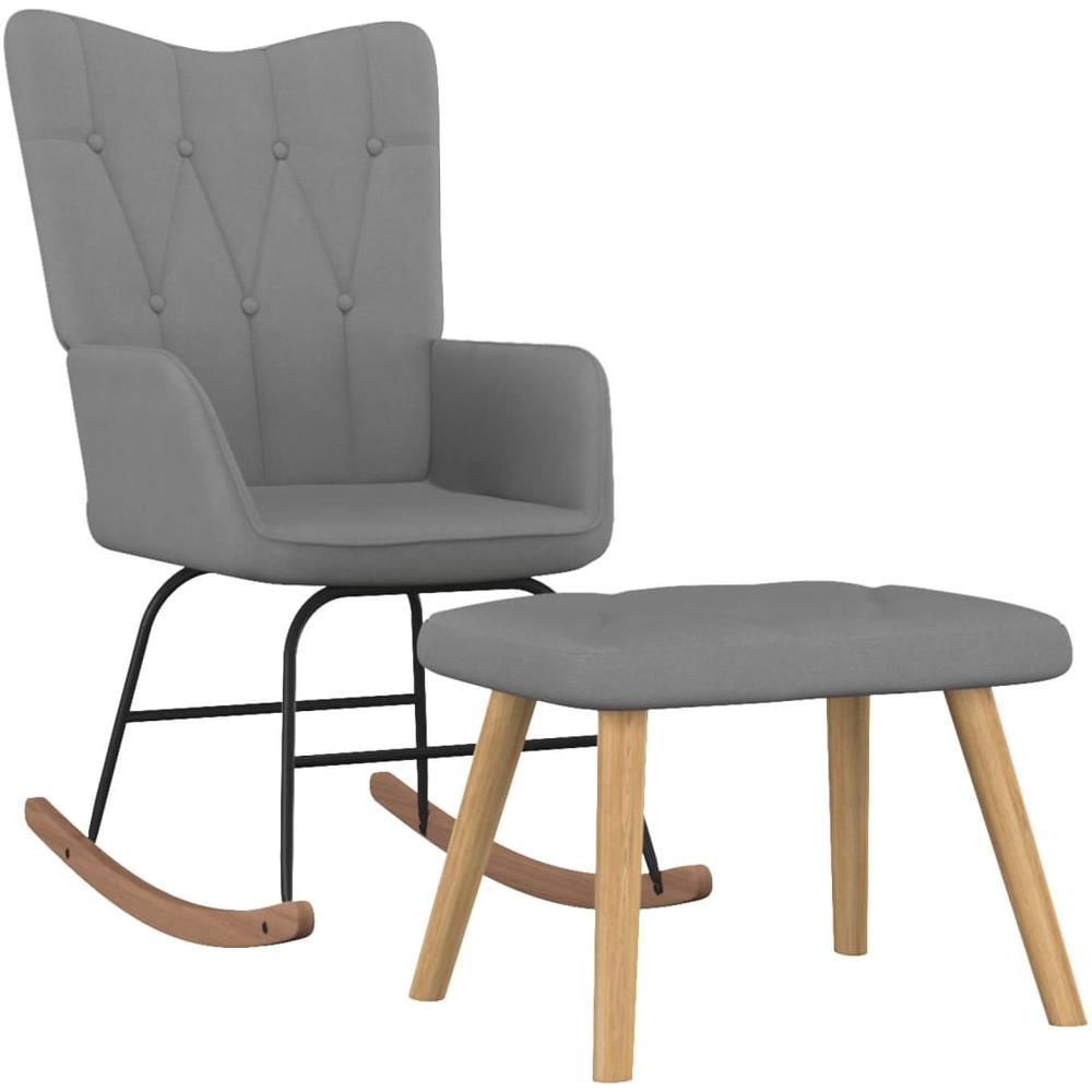 Poltrona a Dondolo con Poggiapiedi Grigio Scuro in Tessuto - Foto 1