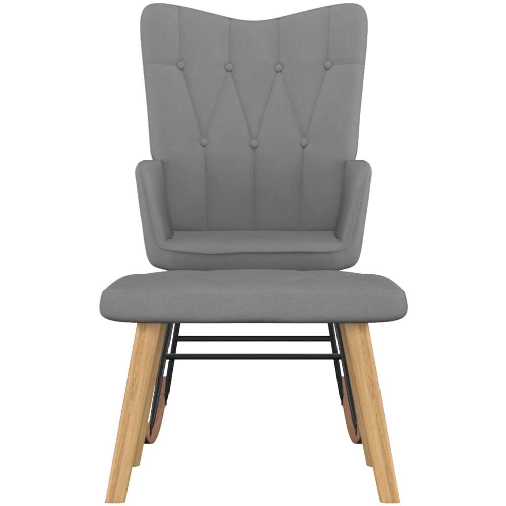 Poltrona a Dondolo con Poggiapiedi Grigio Scuro in Tessuto - Foto 2