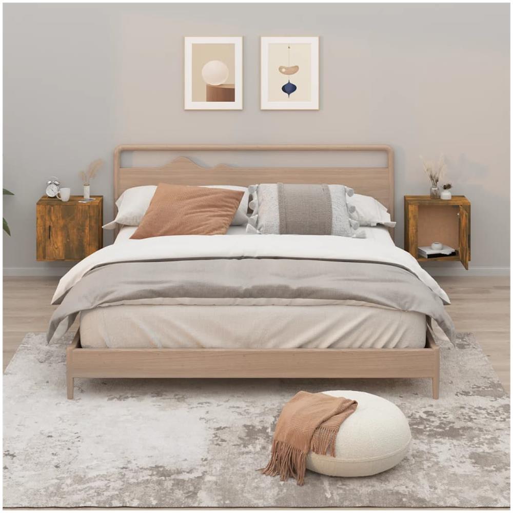 Comodini A Muro 2 Pz Rovere Fumo 50x30x47 Cm - Foto 1