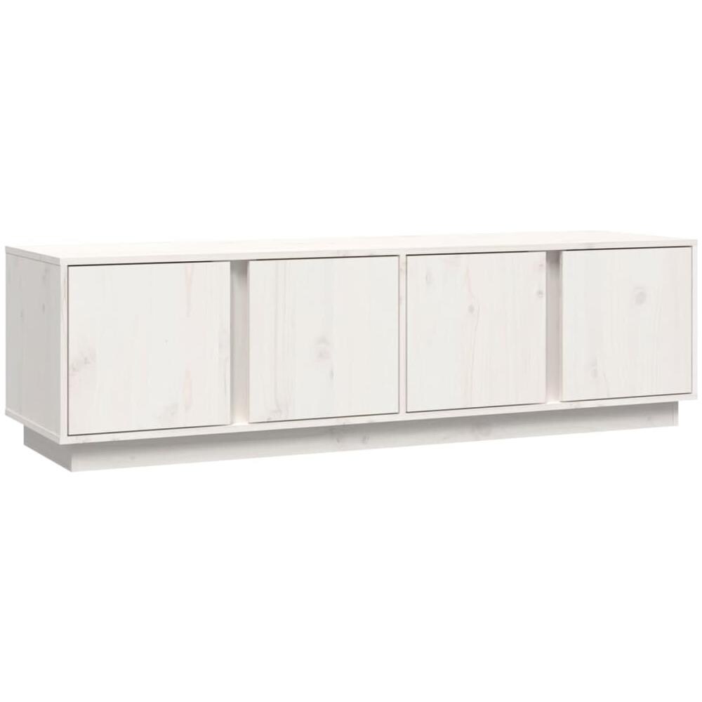 Mobile Porta Tv Bianco 140x40x40 Cm In Legno Massello Di Pino - Foto 2