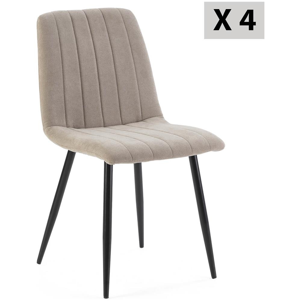 Pack 4 Sedie Sagi Rivestite In Tessuto Beige - Foto 1