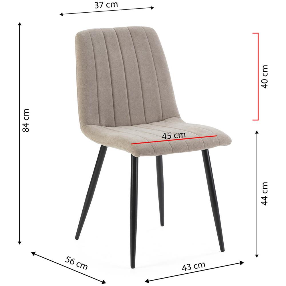 Pack 4 Sedie Sagi Rivestite In Tessuto Beige - Foto 5