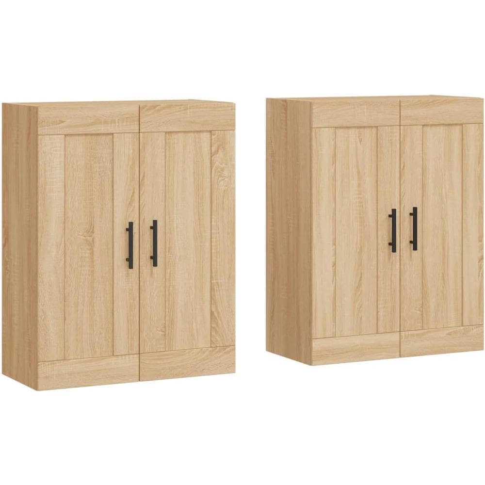 Armadietti A Parete 2 Pz Rovere Sonoma In Legno Multistrato - Foto 1