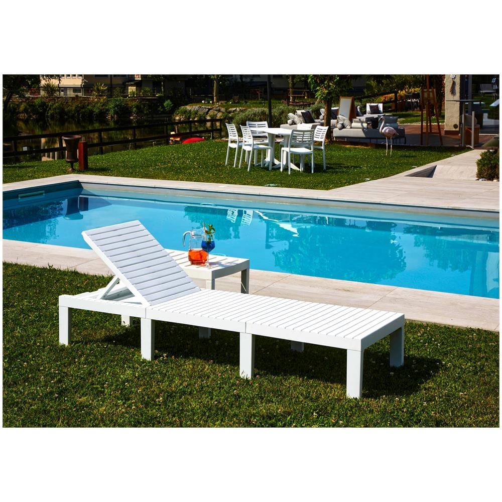 Lettino Prendisole Caserta, Sdraio Da Giardino Regolabile, Lettino Da Esterno, 100 % Made In Italy, 195x65h78 Cm, Bianco - Foto 1