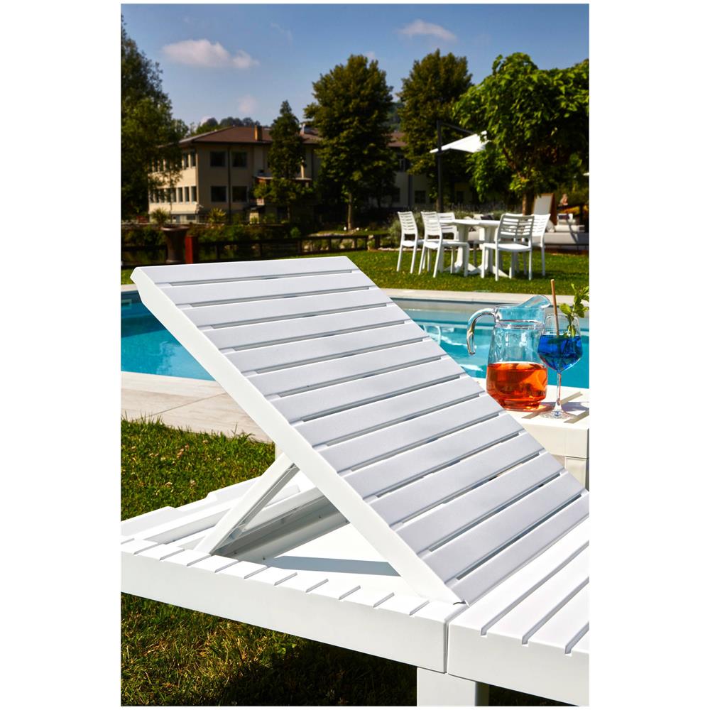 Lettino Prendisole Caserta, Sdraio Da Giardino Regolabile, Lettino Da Esterno, 100 % Made In Italy, 195x65h78 Cm, Bianco - Foto 4