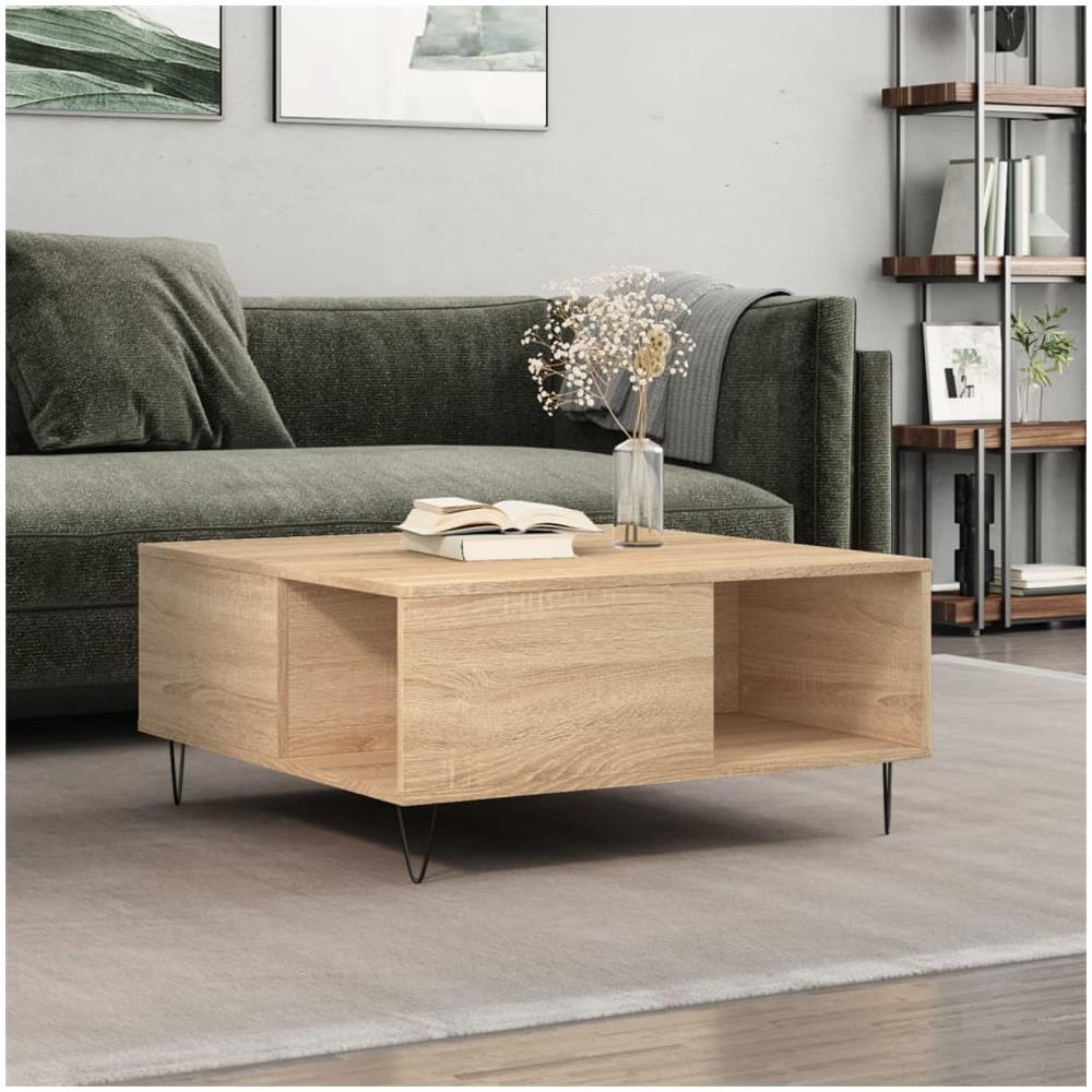 Tavolino Salotto Rovere Sonoma 80x80x36,5 Cm Legno Multistrato - Foto 1