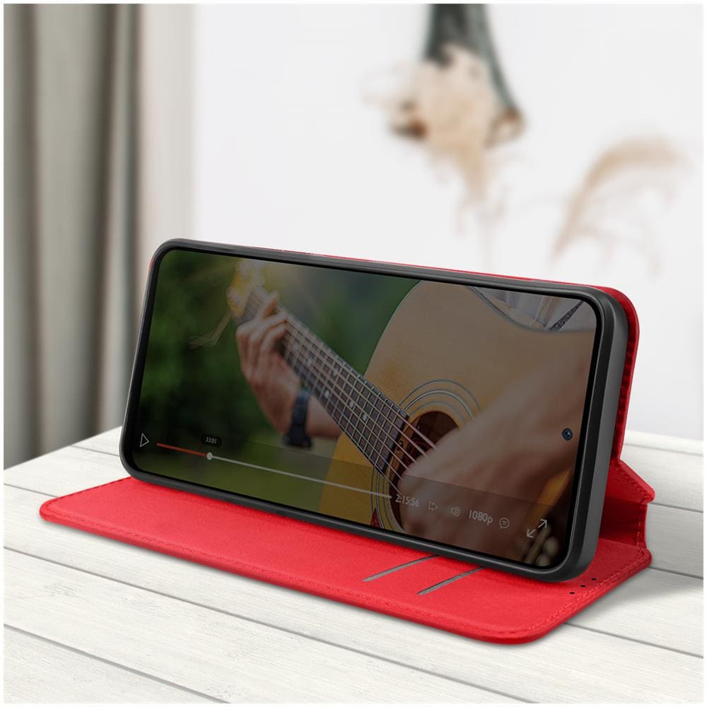 Custodia Per Xiaomi Redmi 6a Copertina Portacarte Supporto Magnetica Rossa - Foto 2