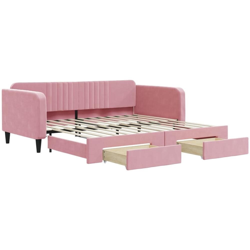 Divano Letto Estraibile Con Cassetti Rosa 100x200 Cm Velluto - Foto 1