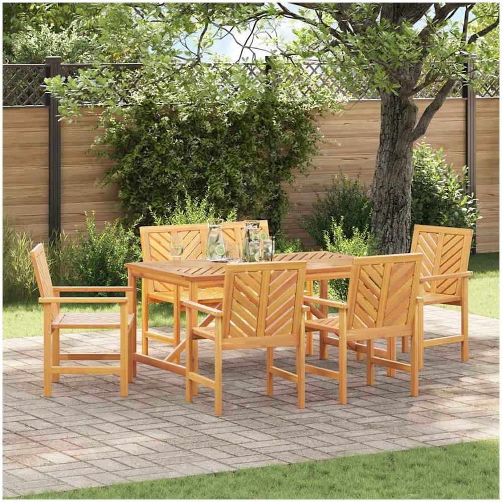 Set da Pranzo per Giardino 6 pcs Marrone 150 x 90 x 74 cm - Foto 1
