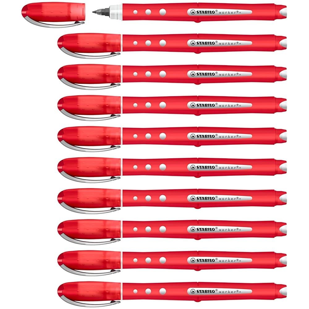 worker+ colorful - Penna Roller - Tratto 0,5 mm - Confezione da 10 - Rosso - Foto 1