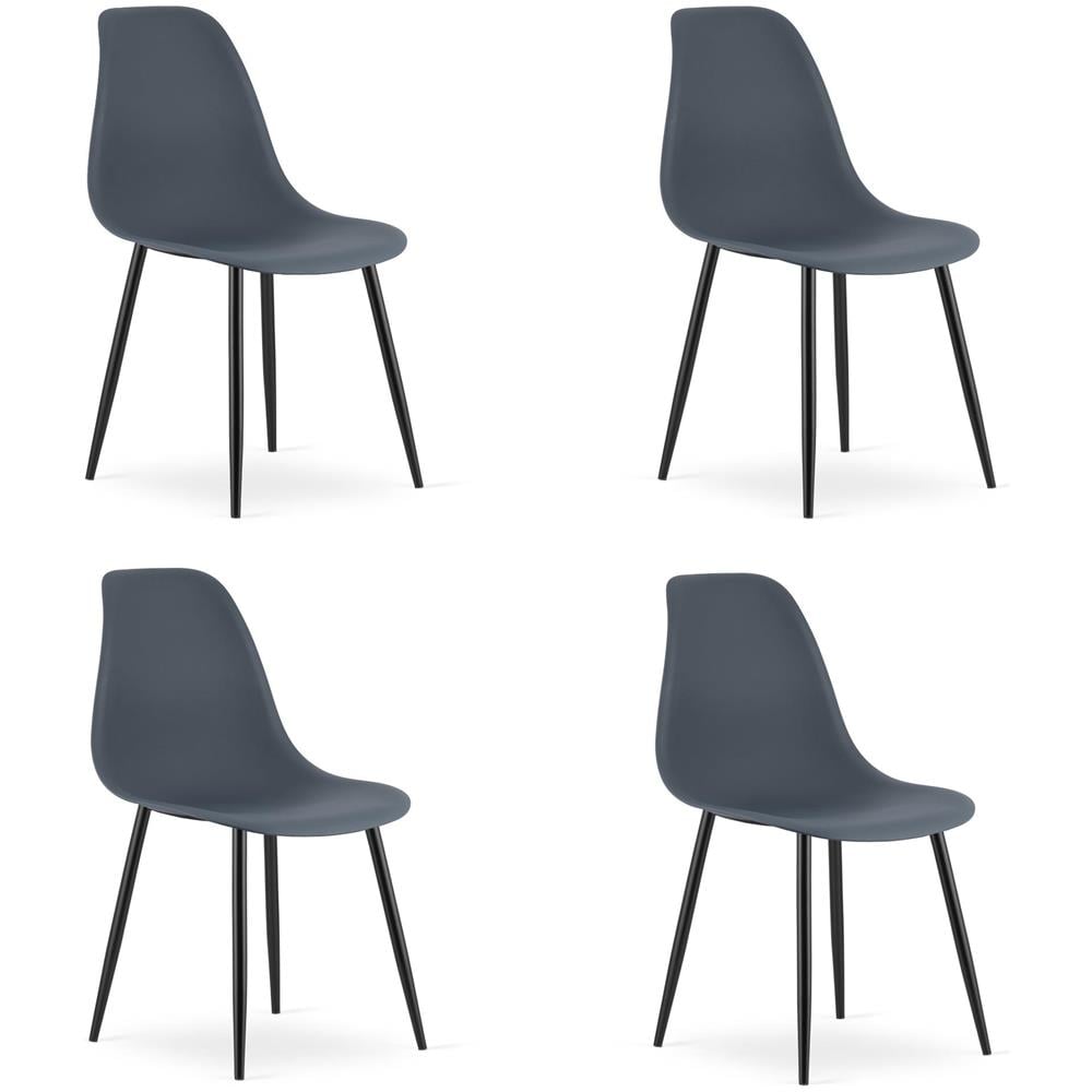 WAT Sedia da scrivania moderna in ardesia scura con gambe nere x4 - Foto 1